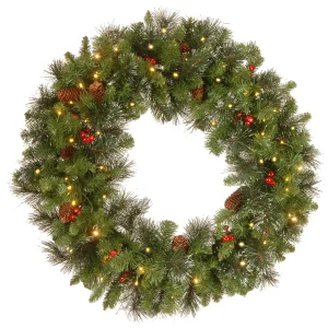 30 in. Pre-Lit Crestwood Spruce Wreath with Twinkly LED Lights, Plug-In