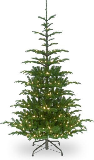 National Tree Company 6.5 ft Pre-Lit Norwegian Spruce Artificial Christmas Tree, 650 Clear Lights, 956 Feel Real Tips, Includes Stand, Green