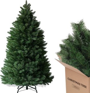 GTPLAYER 6ft Christmas Tree Artificial Xmas Tree with 1000 Branch Tip, 1 Minute Christmas Tree Party Decorations for Home, Foldable Stand, Easy Assembly