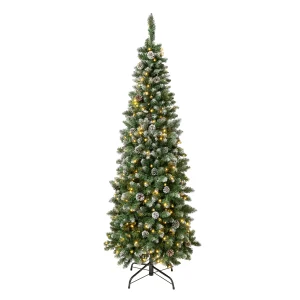 6 ft. Pre-Lit Oakley Hills Snow Slim Tree with LED Lights, Plug-In