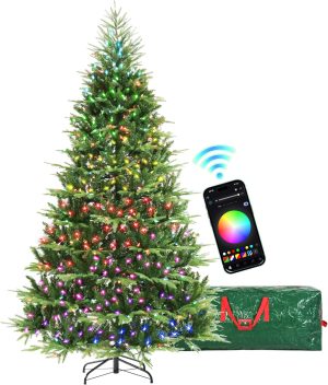 HOLLO STAR 12 ft Prelit Christmas Tree with 1800 LED Lights, App Control, Aspen Artificial Christmas Tree, Multi-Color RGBW Lights, 8334 PE & PVC Branch Tips, for Villa, Mall, Party