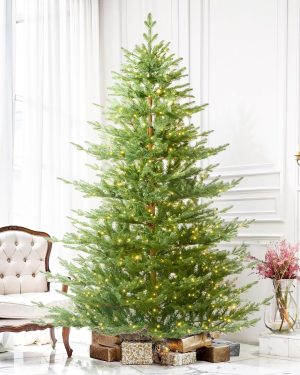Amaoasis Pre-lit Christmas Tree 7.5ft Aspen Fir, 750 Warm White & Multi-Color LED Lights, Hinged Holiday Xmas Artificial Tree Festive Decor, Green