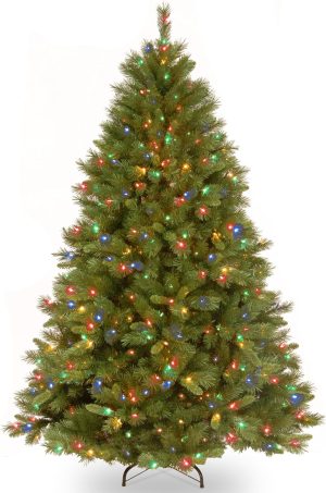 National Tree Company 7.5 ft Pre-Lit Winchester Pine Artificial Christmas Tree, 500 Multicolor Lights, 1,198 Tips, Includes Stand, Green