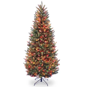 6.5 ft. Pre-Lit Natural Fraser Fir Slim Tree with Multicolor Lights, Plug-In