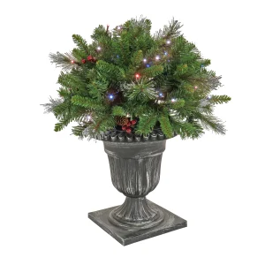 24 in. Crestwood Spruce Porch Bush with Twinkly LED Lights, Plug-In