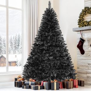 DWVO 7.5ft Prelit Flocked Aspen Fir Christmas Tree with Bulbs and Lights, Full Artificial Xmas Tree with 1734 Metal Hinged PE & PVC Flame Resistant Branches, 58 Bulbs and 350 Lights Remote Controlled