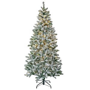 6.5 ft. Pre-Lit Snowy Chatham Slim Tree with Warm White LED Lights, Plug-In