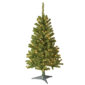 4 ft. Pre-Lit Canadian Fir Tree with Clear Lights, Plug-In