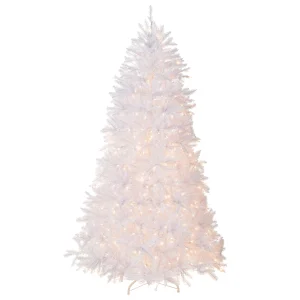 6.5 ft. Pre-Lit Dunhill Fir White Tree with Clear Lights, Plug-In