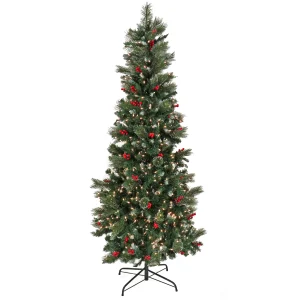 9 ft. Pre-Lit Meadowlark Pencil Tree with Clear Lights, Plug-In