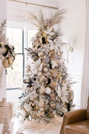 7.5' King Flock® Artificial Christmas Tree Unlit