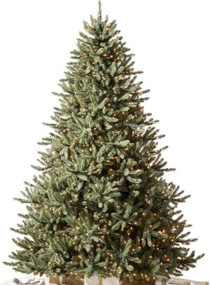 Balsam Hill 9ft Pre-Lit Classic Blue Spruce - Artificial Christmas Tree with 1500 LED Clear Lights, Easy Plug Technology, Premium Stand for Indoor Holiday Decorating