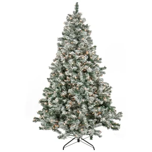 9 ft. Pre-Lit Snowy Crestview Tree with Clear Lights, Plug-In