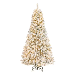 6.5 ft. Pre-Lit Snowy Mixed Pine Tree with Clear Lights