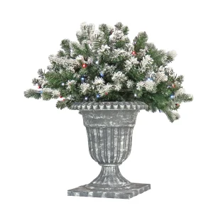 24 in. Pre-Lit Snowy Sheffield Spruce Porch Bush with Twinkly LED Lights, Plug-In