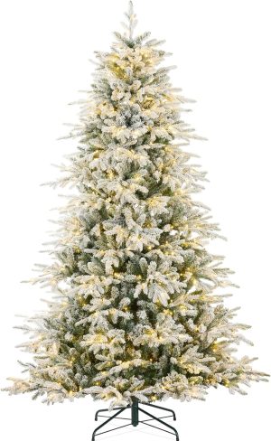 Best Choice Products Full Aspen Christmas Tree, 12ft Pre-lit Realistic Noble Fir w/ 1,800 Glowing Micro LED Lights, 2-in-1 White & Multicolor