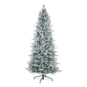 6 ft. Pre-Lit Snowy Comet Slim Blue Tree with LED Lights, Plug-In