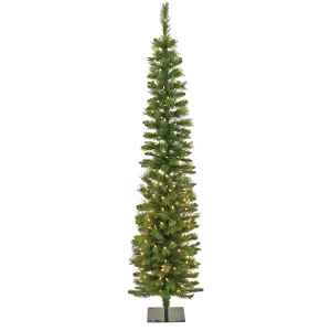 6 ft. Pre-Lit Nooksack Fir Pencil Slim Tree with LED Lights, Plug-In