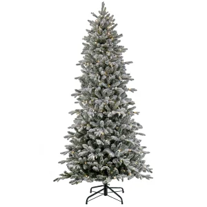 7 ft. Pre-Lit Snowy Calton Pine Tree with LED Lights, Plug-In