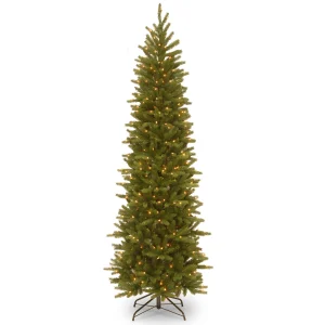 6.5 ft. Pre-Lit Grande Fir Pencil Slim Tree with Clear Lights, Plug-In