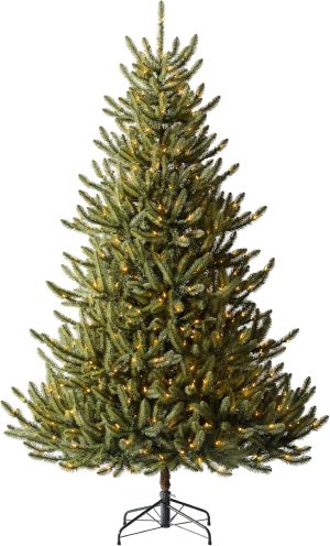 Balsam Hill Classic Sanibel Spruce - Sparse Artificial Christmas Tree with Classic Needle Foliage, LED Clear, 6.5'