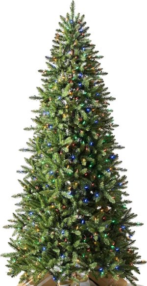 Balsam Hill 9ft Pre-Lit Berkshire Mountain Fir - Slim Artificial Christmas Tree with 900 Clear LED Lights, Easy Plug Technology & Premium Stand for Grand Spaces
