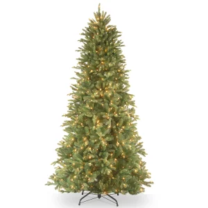 6.5 ft. Pre-Lit Tiffany Fir Slim Tree with Clear Lights PE Branch Tips, Plug-In