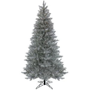7.5 ft. Pre-Lit Christmas Crystal Pine Silver Metallic Tree, Plug-In