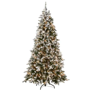 7.5 ft. Pre-Lit Snowy Everest Fir Medium Tree with Clear Lights, Plug-In