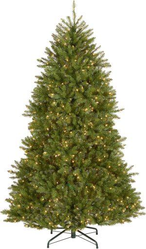 National Tree Company 7 ft Pre-Lit Dunhill Fir Full Artificial Christmas Tree, 700 Clear Lights, 2,144 Tips, Includes Stand, Green