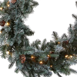 9 ft. Pre-Lit Frosted Arctic Spruce Garland with Clear Lights, Plug-In