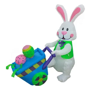 4 ft. Inflatable Easter Bunny with Wheelbarrow Decoration