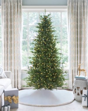 7.5' Alpine Fir Slim Artificial Christmas Tree with 650 Warm White LED Lights