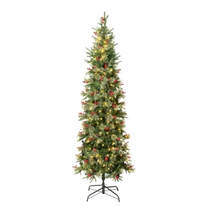 7.5 ft. Pre-Lit Virginia Pine Mixed Slim Tree with Warm White LED Lights, Plug-In