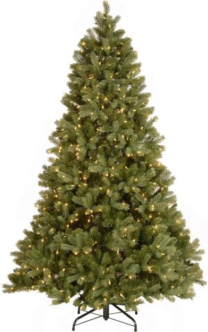 National Tree Company 7.5 ft Pre-Lit Downswept Douglas Fir Artificial Christmas Tree, 750 LED Lights, PowerConnect, Foot Pedal, 10 Light Functions, 1,867 Tips, Includes Stand, Green