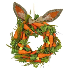 16 in. Easter Wreath Decorated with Carrots and Leafy Greens