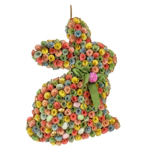 18 in. Easter Bunny Hanging Silhouette Decorated with Colorful Flower Blooms