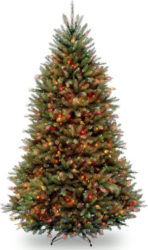 National Tree Company 7 ft Pre-Lit Dunhill Fir Full Artificial Christmas Tree, 700 Multicolor Lights, 2,144 Tips, Includes Stand, Green