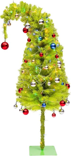 DONGULI 6 Ft Christmas Tree, Bendable Artificial Christmas Tree for Indoor Outdoor with Lights Decorations Balls Christmas Holiday Decor for Home Office Street