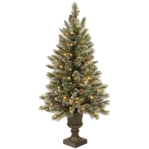 4 ft. Pre-Lit Glittery Bristle Tree with Clear Lights, Plug-In